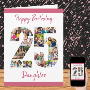 Tarjeta Feliz cumpleaños número 25 Collage de fotos