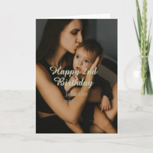Tarjeta Feliz cumpleaños número 2 niños bebé madre amarill