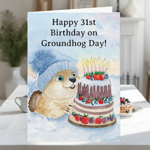 Tarjeta  Feliz cumpleaños número 31 del Día de la Marmota 