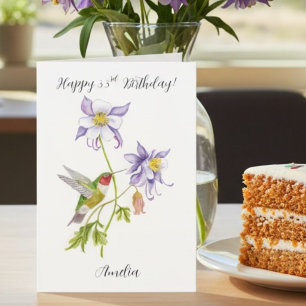 Tarjeta Feliz cumpleaños número 33 Columbine con Hummingbi