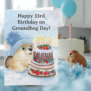 Tarjeta Feliz cumpleaños número 33 del Día de la Marmota