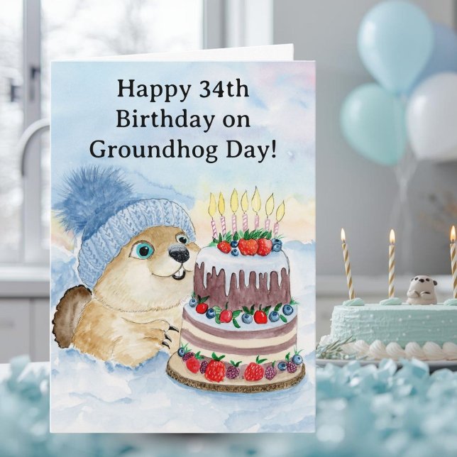 Tarjeta  Feliz cumpleaños número 34 del Día de la Marmota  (Subido por el creador)