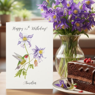Tarjeta Feliz cumpleaños número 35 Columbine con Hummingbi