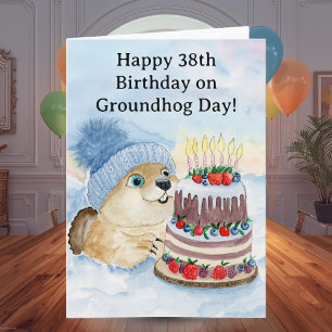 Tarjeta Feliz cumpleaños número 38 del Día de la Marmota