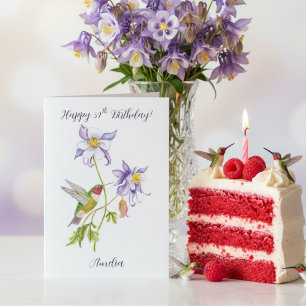 Tarjeta Feliz cumpleaños número 39 Columbine con Hummingbi