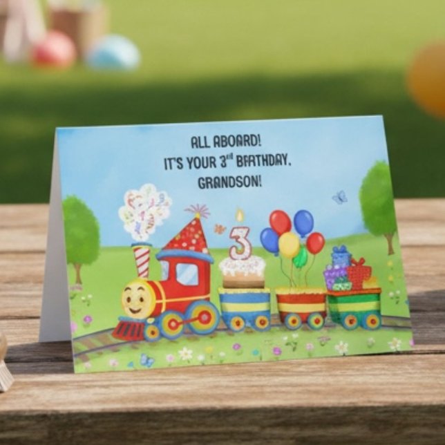 Tarjeta Feliz cumpleaños número 3 Nieto Tren de cumpleaños (Subido por el creador)