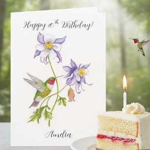 Tarjeta Feliz cumpleaños número 40 Columbine con Hummingbi