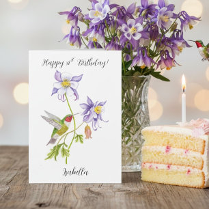 Tarjeta Feliz cumpleaños número 41 Columbine con Hummingbi