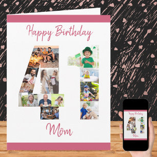 Tarjeta Feliz cumpleaños número 41 Mamá Collage de fotos