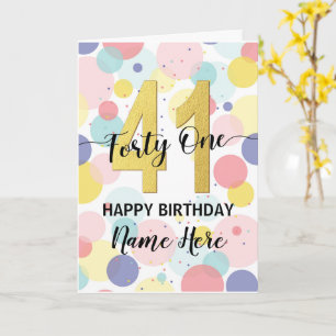 Tarjeta Feliz cumpleaños número 41 Pastel Chica arcoiris y