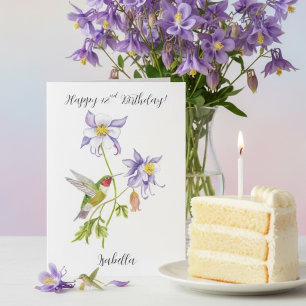 Tarjeta Feliz cumpleaños número 42 Columbine con Hummingbi