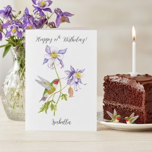 Tarjeta Feliz cumpleaños número 44 Columbine con Hummingbi