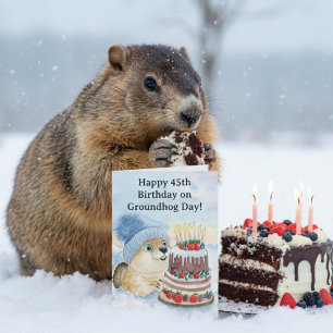 Tarjeta Feliz cumpleaños número 45 del Día de la Marmota