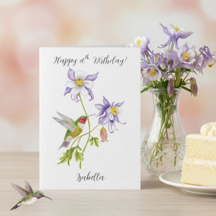 Tarjeta Feliz cumpleaños número 46 Columbine con Hummingbi