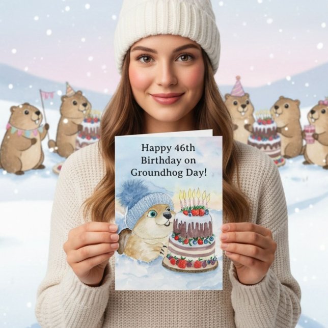 Tarjeta Feliz cumpleaños número 46 del Día de la Marmota (Subido por el creador)