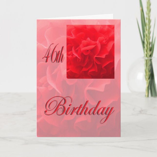 Tarjeta Feliz cumpleaños número 46 Dianthus Flor Roja (Anverso)