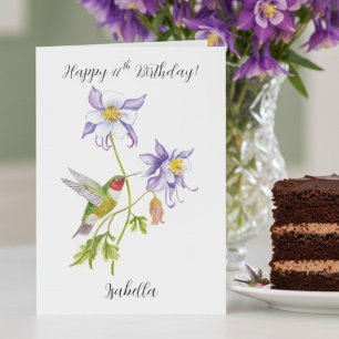 Tarjeta Feliz cumpleaños número 47 Columbine con Hummingbi