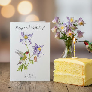 Tarjeta Feliz cumpleaños número 48 Columbine con Hummingbi