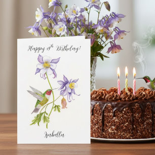 Tarjeta Feliz cumpleaños número 49 Columbine con Hummingbi