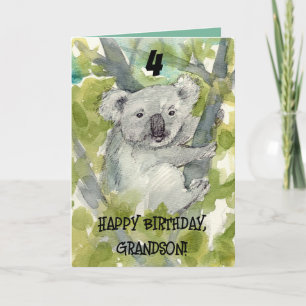 Tarjeta Feliz cumpleaños número 4 Nieto Vida Silvestre Koa