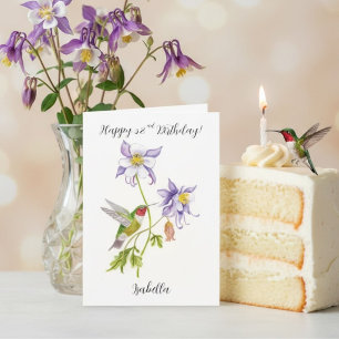 Tarjeta Feliz cumpleaños número 52 Columbine con Hummingbi