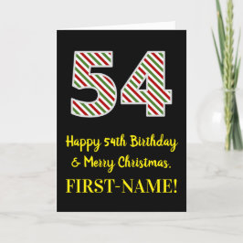 Tarjeta Feliz cumpleaños número 54 y Feliz Navidad, nombre