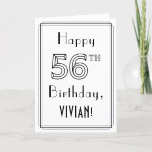 Tarjeta Feliz cumpleaños número 56, estilo Art Deco con no