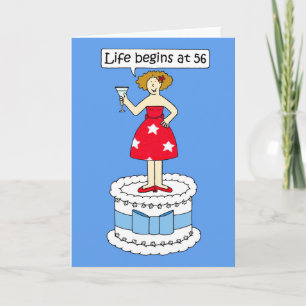 Tarjeta Feliz cumpleaños número 56 para ella Humor de dibu