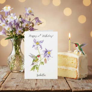 Tarjeta Feliz cumpleaños número 57 Columbine con Hummingbi
