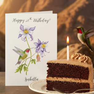 Tarjeta Feliz cumpleaños número 58 Columbine con Hummingbi