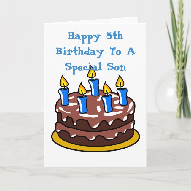 Tarjeta Feliz cumpleaños número 5 a un hijo especial paste (Anverso)
