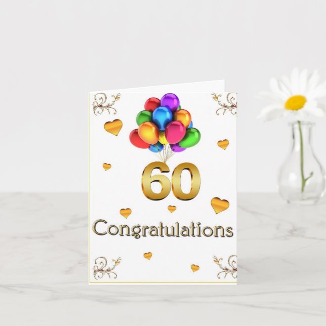 Tarjeta Feliz cumpleaños número 60 (Planta pequeña)