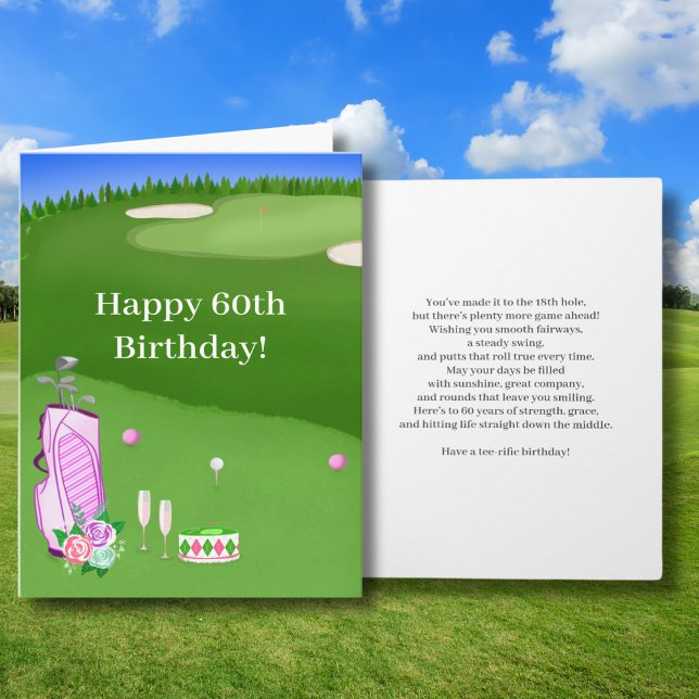 Tarjeta Feliz cumpleaños número 60 Bolsa de Golf Pink en e (Subido por el creador)