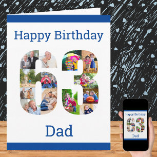 Tarjeta Feliz cumpleaños número 63 papá collage fotográfic