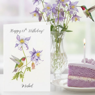 Tarjeta Feliz cumpleaños número 69 Columbine con colibrí