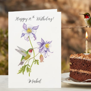 Tarjeta Feliz cumpleaños número 70 Columbine con Hummingbi