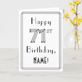 Tarjeta Feliz cumpleaños número 71, estilo Art Deco con no