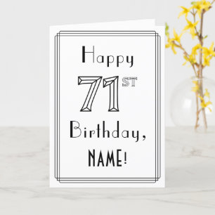 Tarjeta Feliz cumpleaños número 71, estilo Art Deco con no