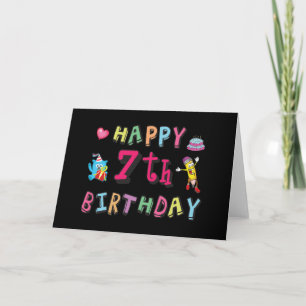 Tarjeta Feliz cumpleaños número 7. 7 años.