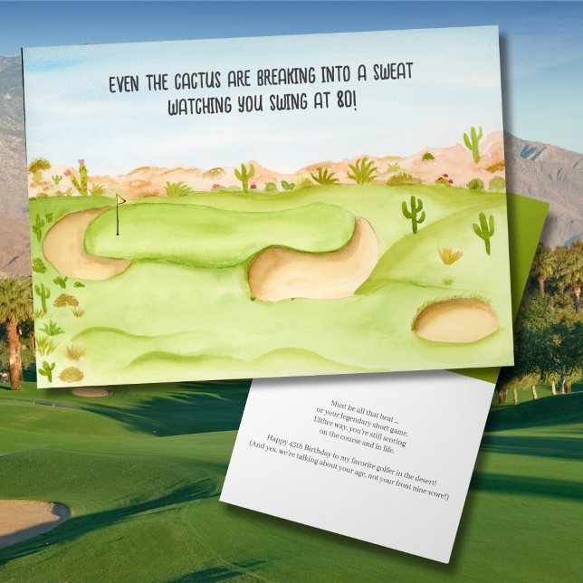 Tarjeta Feliz cumpleaños número 80 Desert Golf Course Acua (Subido por el creador)