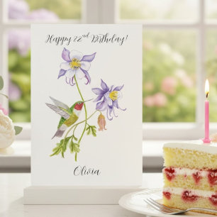 Tarjeta Feliz cumpleaños número 82 Columbine con colibrí