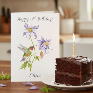Tarjeta Feliz cumpleaños número 83 Columbine con Hummingbi