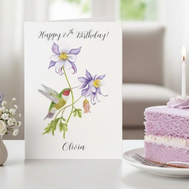 Tarjeta Feliz cumpleaños número 84 Columbine con colibrí (Subido por el creador)
