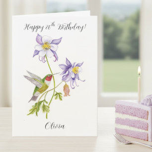 Tarjeta Feliz cumpleaños número 86 Columbine con Hummingbi