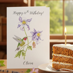 Tarjeta Feliz cumpleaños número 87 Columbine con Hummingbi