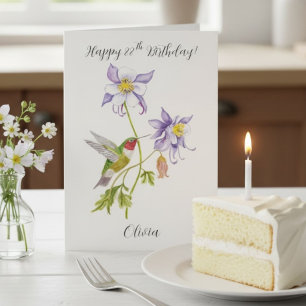 Tarjeta Feliz cumpleaños número 88 Columbine con Hummingbi