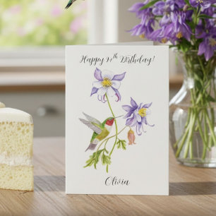 Tarjeta Feliz cumpleaños número 94 Columbine con Hummingbi