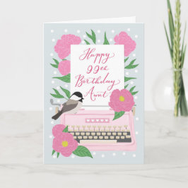 Tarjeta Feliz cumpleaños número 99 Tía c/ máquina de escri