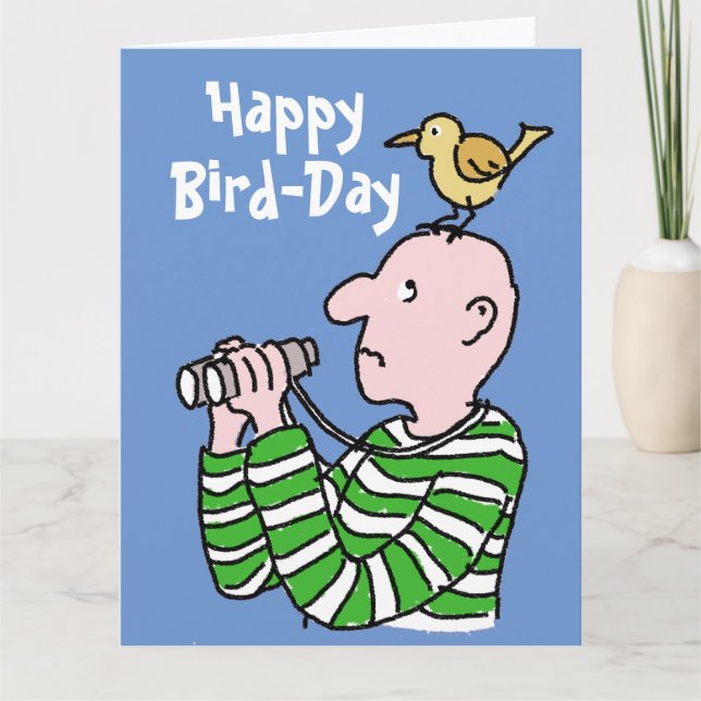 Tarjeta Feliz cumpleaños, observador de aves o aves (Anverso)