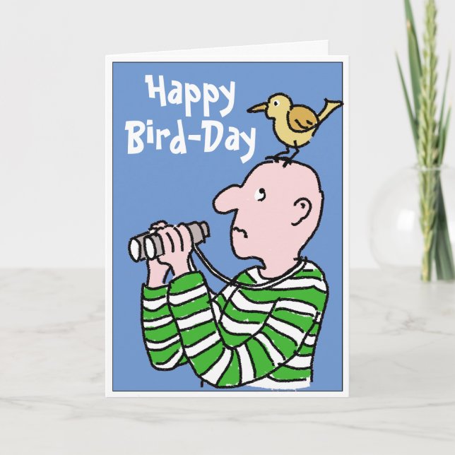 Tarjeta Feliz cumpleaños, observador de aves o aves (Anverso)